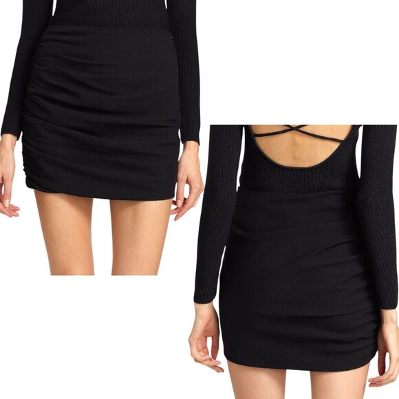 The Sei - NWT, Women’s Ruched Mini Skirt, Side Gathered - Black, Size 4 - Picture 3 of 16